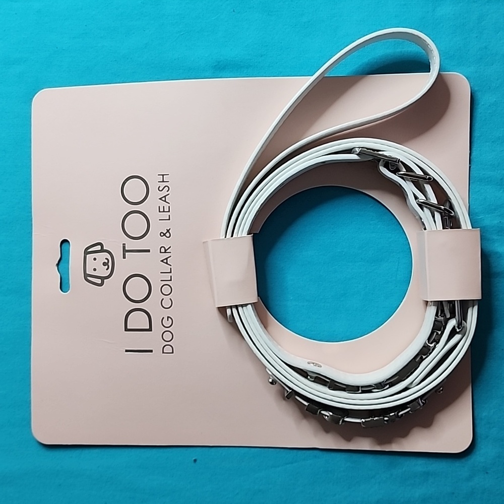 NWT Wedding Dog Collar and Leash Set Says "I DO TOO"